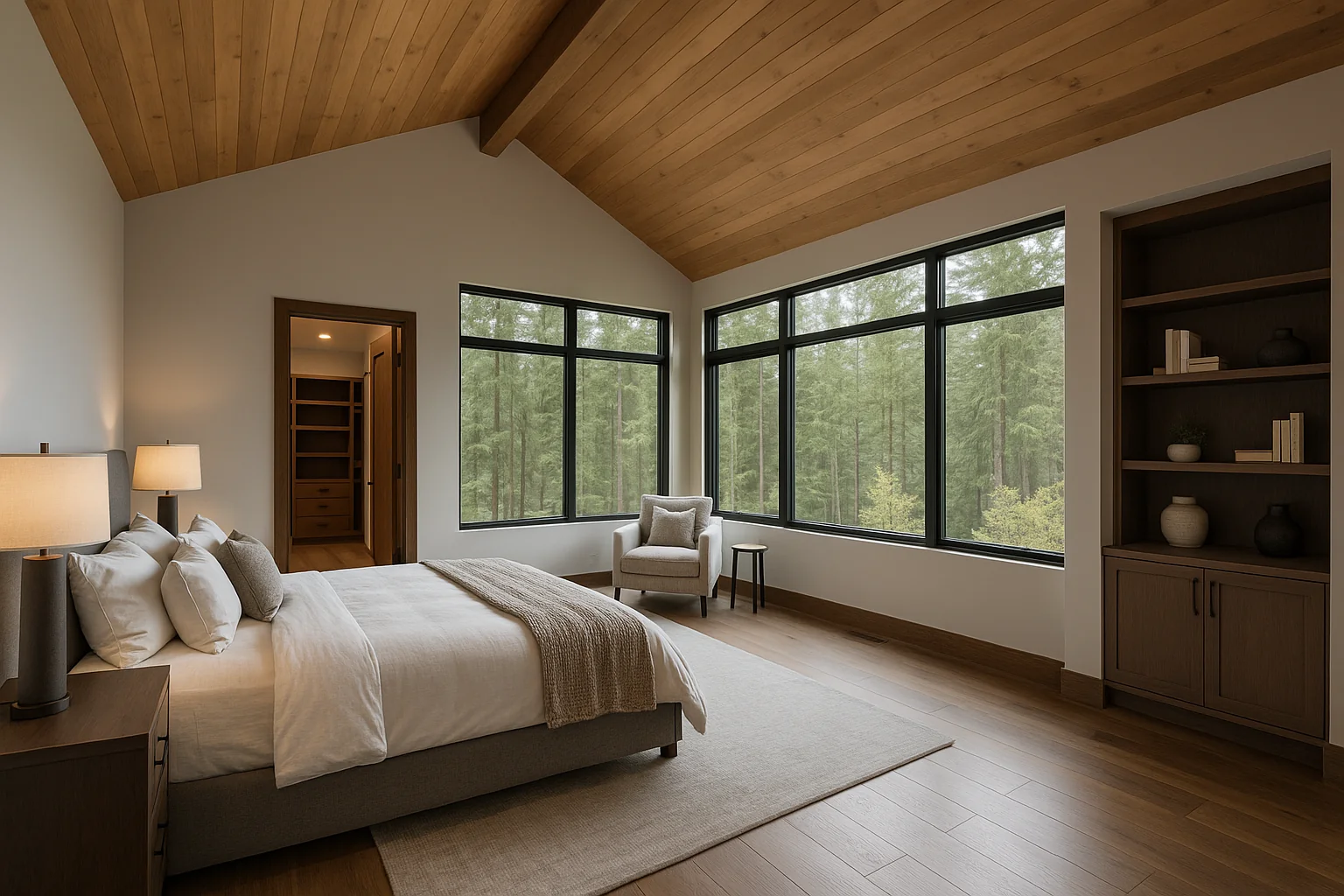 Custom master bedroom with vaulted ceilings